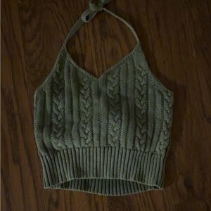 American Eagle Outfitters Olive Knit Crop Top